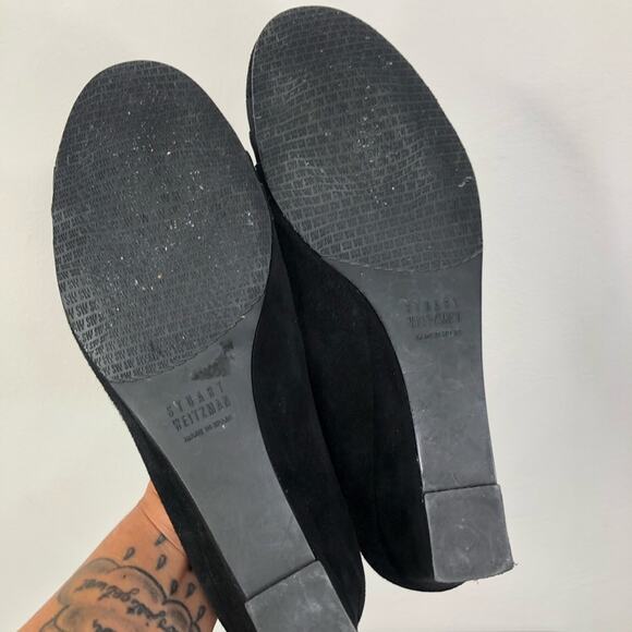 Stuart Weitzman Black Suede Slip On Wedges Size 8M - Picture 3 of 7